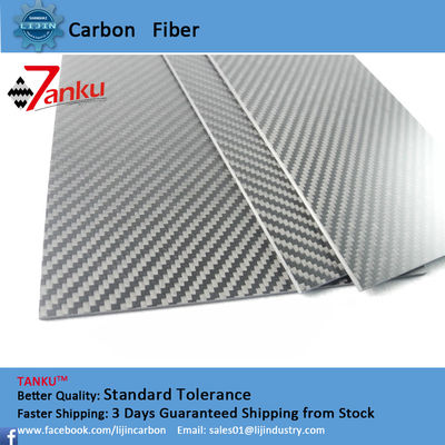 Twill Weave Style Plate Carbon Fiber / Carbon Fiber Vinyl Sheets Matte Finish